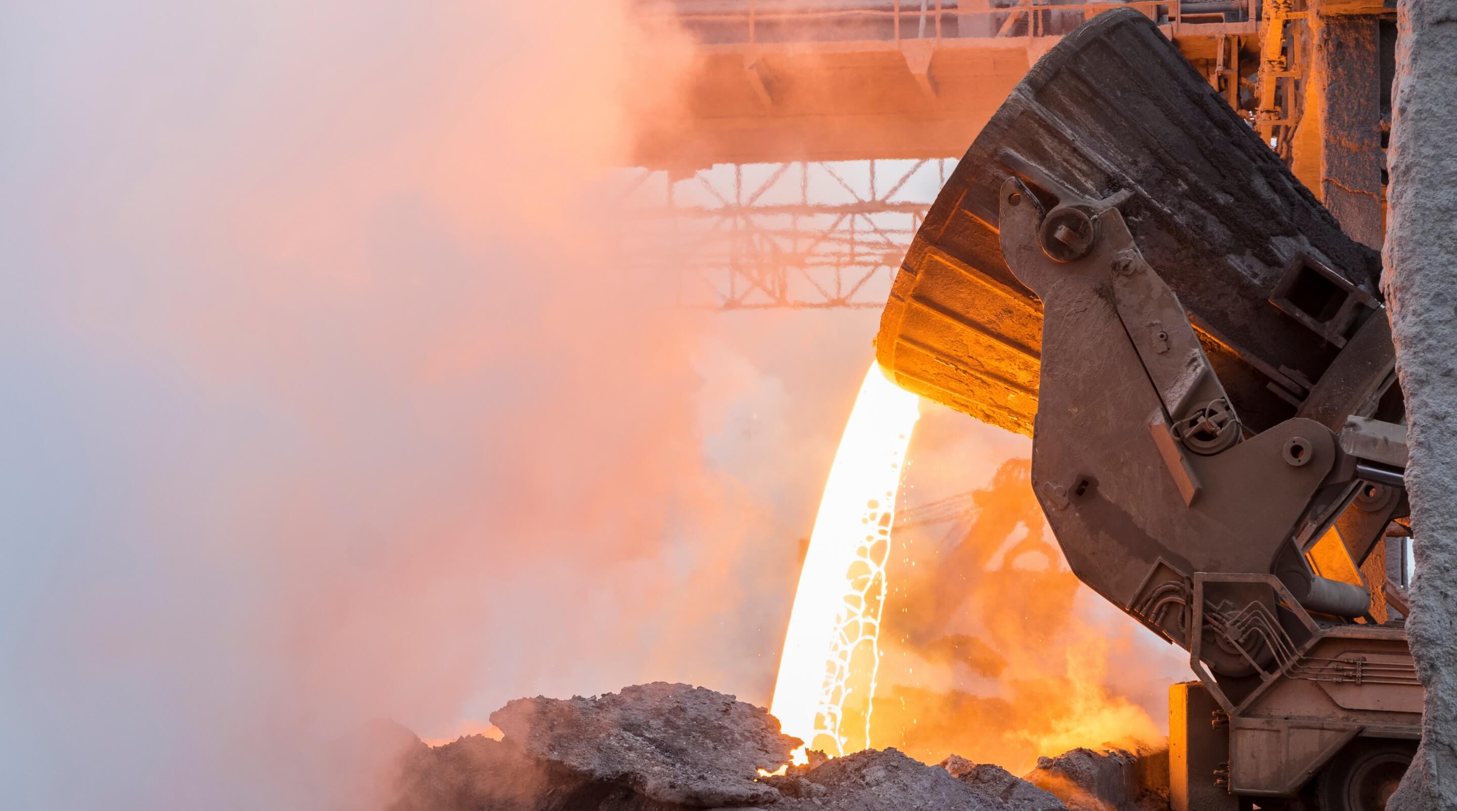 Steel furnace pouring steel slag
