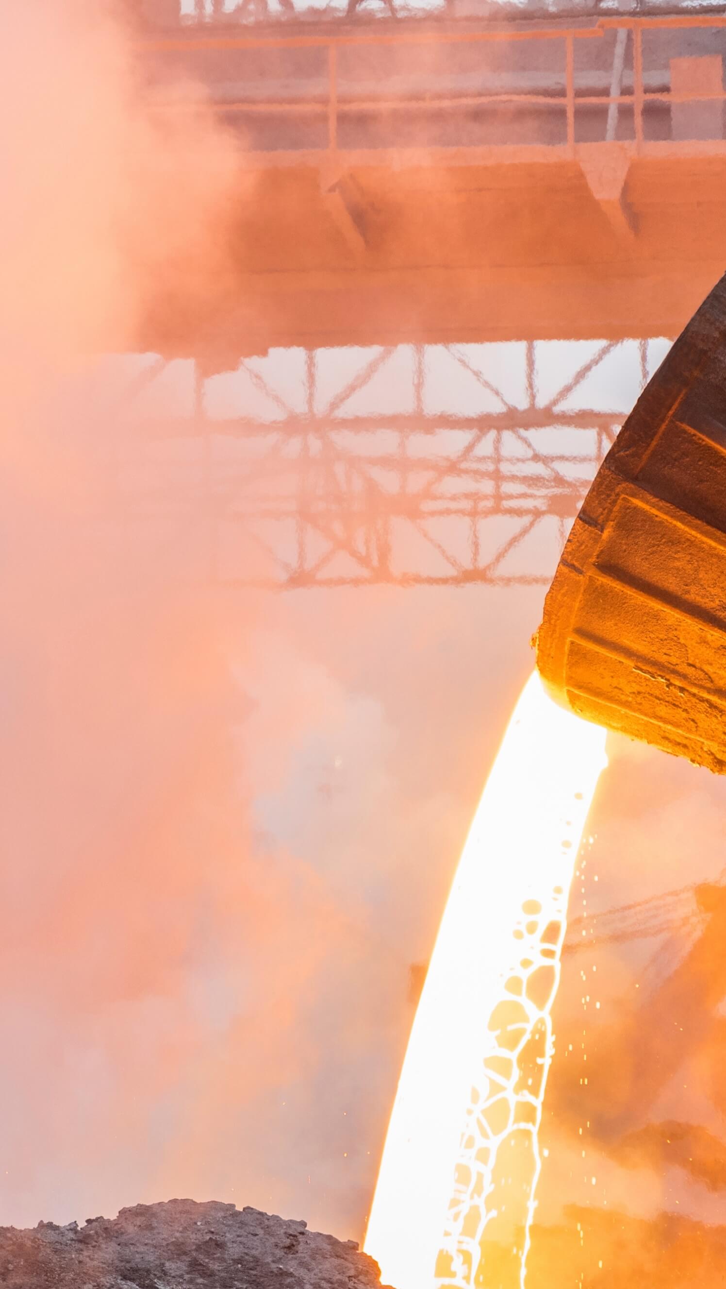 Steel furnace pouring steel slag