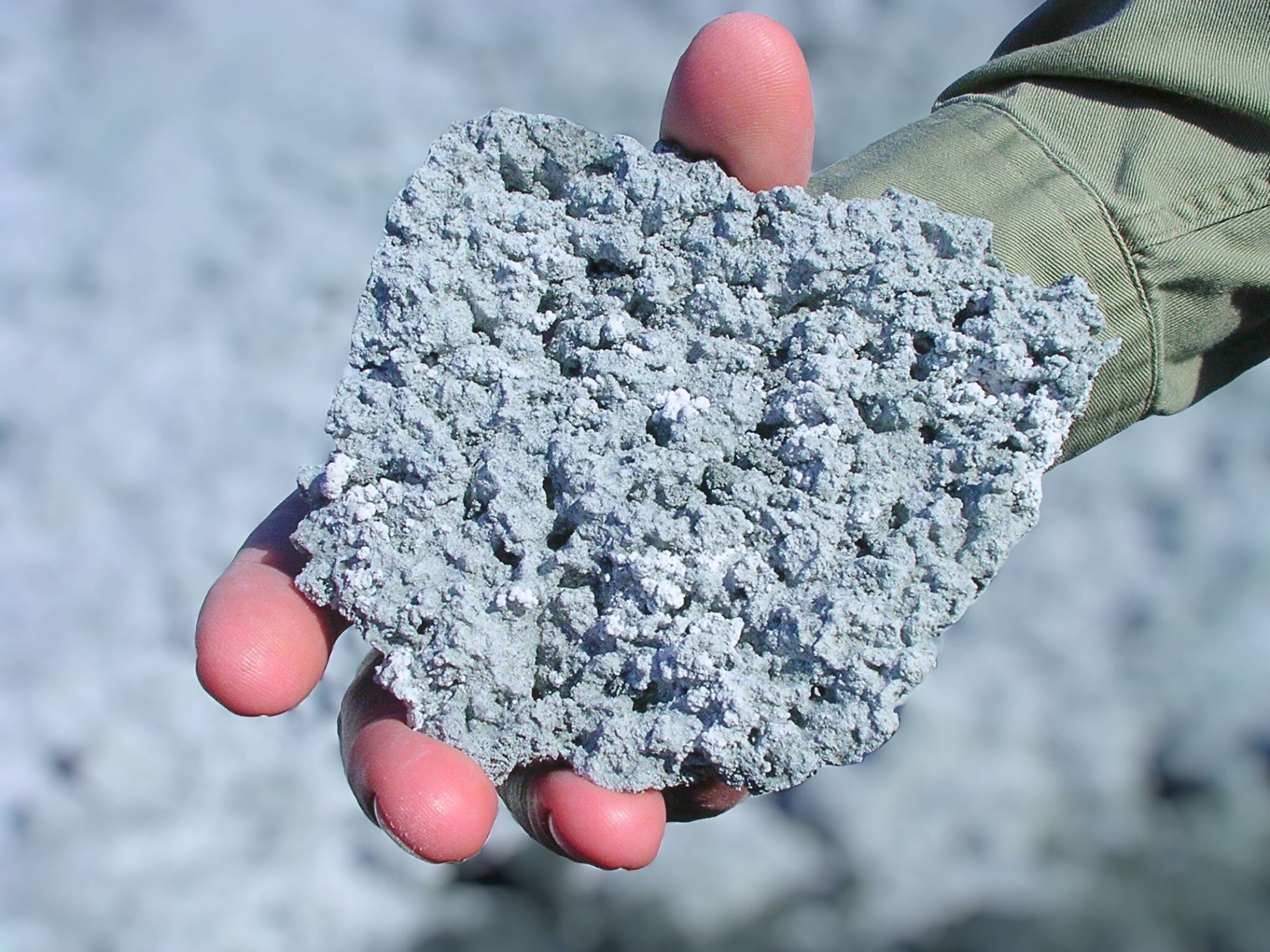 Carbonated tailings, Clinton Creek mine, Yukon