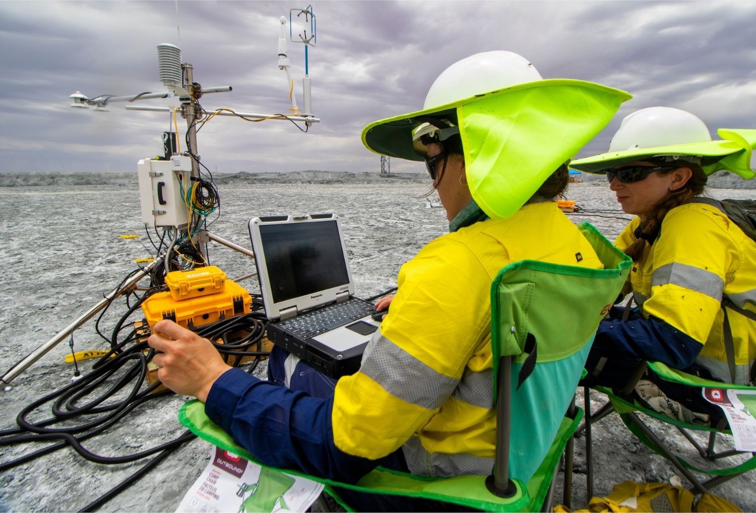 Scientists taking measurements of carbon flux