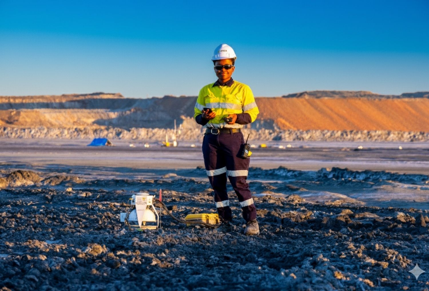 Scientist at a mine site measuring carbon flux