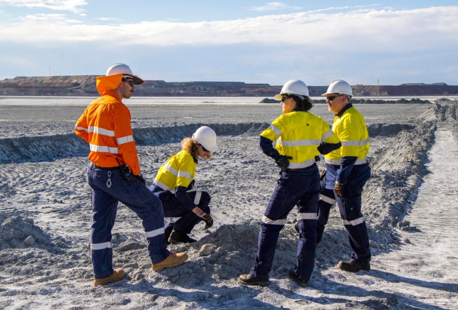 Arca scientists at a tailings storage facility