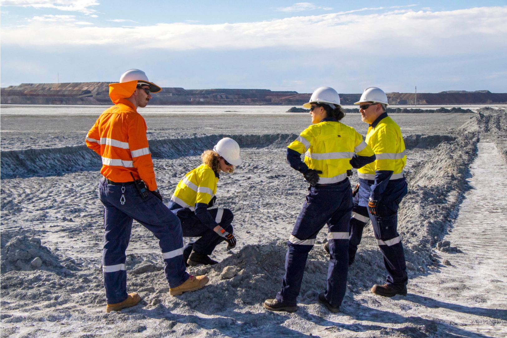 Arca scientists at a tailings storage facility